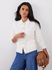 Mint Velvet Cream Cream Cotton Blend Collar Cardigan - Image 3 of 8