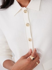 Mint Velvet Cream Cream Cotton Blend Collar Cardigan - Image 5 of 8