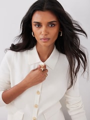 Mint Velvet Cream Cream Cotton Blend Collar Cardigan - Image 6 of 8
