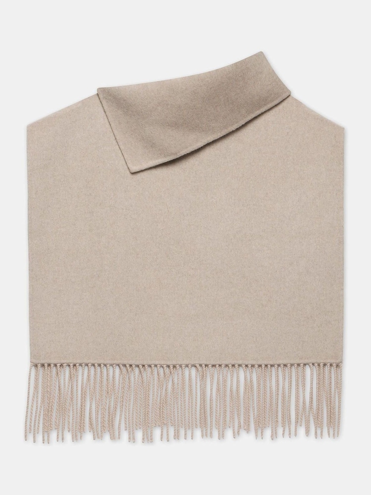 Mint Velvet Brown Neutral Wool Blend Fringed Poncho - Image 2 of 3