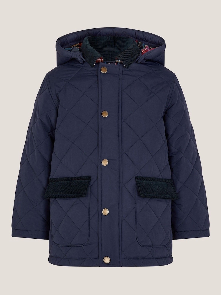 Monsoon Blue Corduroy Collar Quilted Jacket - Image 2 of 4 Monsoon Blue Corduroy Collar Quilted Jacket - Image 2 of 4