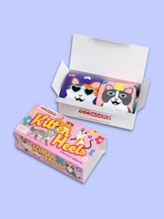 United Odd Socks Purple Kitten Heel Girls Socks 6 pack - Image 3 of 4
