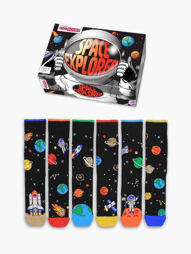 United Odd Socks 6 Packs Black Solar System Mens Socks - Image 1 of 5 United Odd Socks 6 Packs Black Solar System Mens Socks - Image 1 of 5