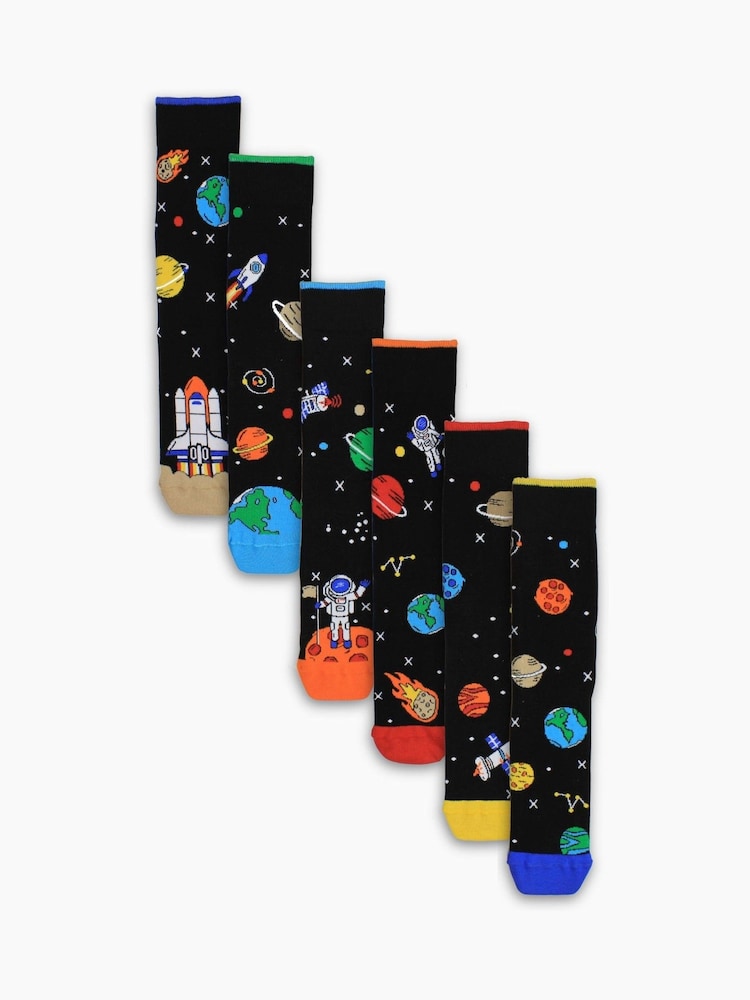 United Odd Socks 6 Packs Black Solar System Mens Socks - Image 2 of 5 United Odd Socks 6 Packs Black Solar System Mens Socks - Image 2 of 5