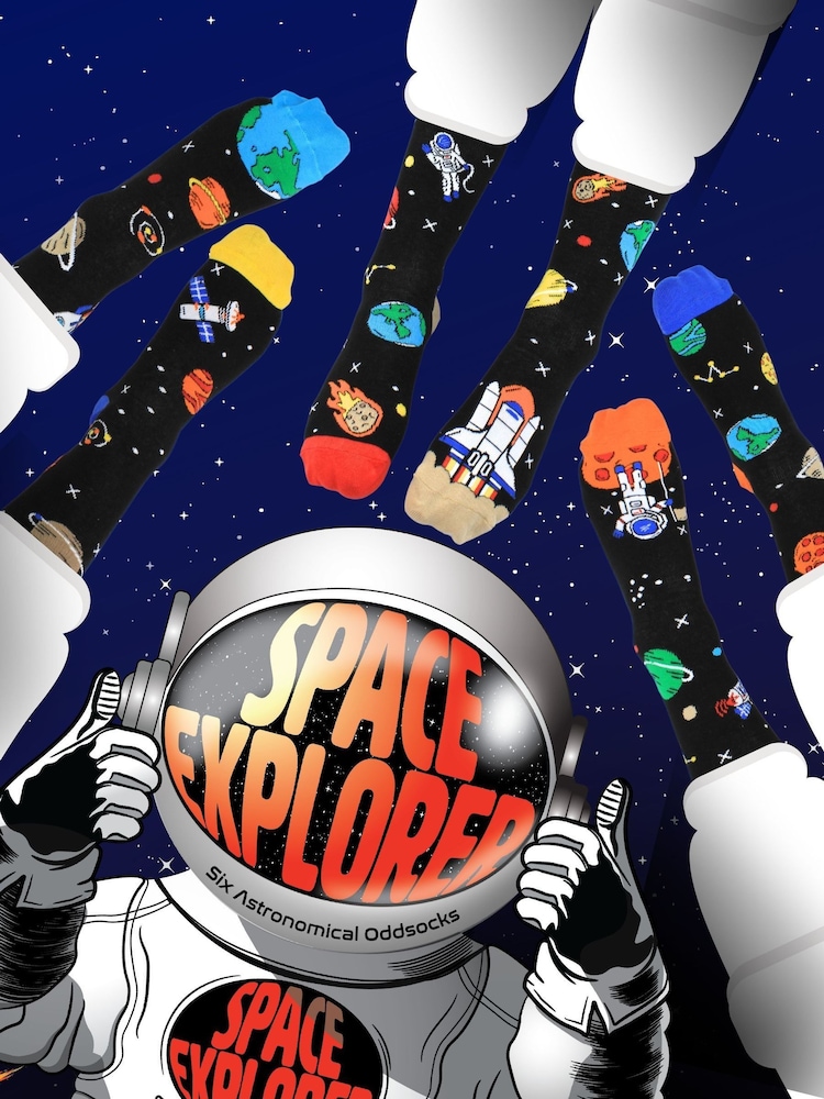 United Odd Socks 6 Packs Black Solar System Mens Socks - Image 5 of 5 United Odd Socks 6 Packs Black Solar System Mens Socks - Image 5 of 5