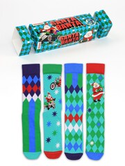 United Odd Socks Green Santa Banta Mens Socks 4 Pack - Image 1 of 4