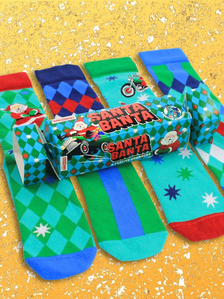 United Odd Socks Green Santa Banta Mens Socks 4 Pack - Image 4 of 4 United Odd Socks Green Santa Banta Mens Socks 4 Pack - Image 4 of 4