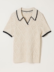 FatFace Madison Ivory Tipped Knitted Polo - Image 1 of 1