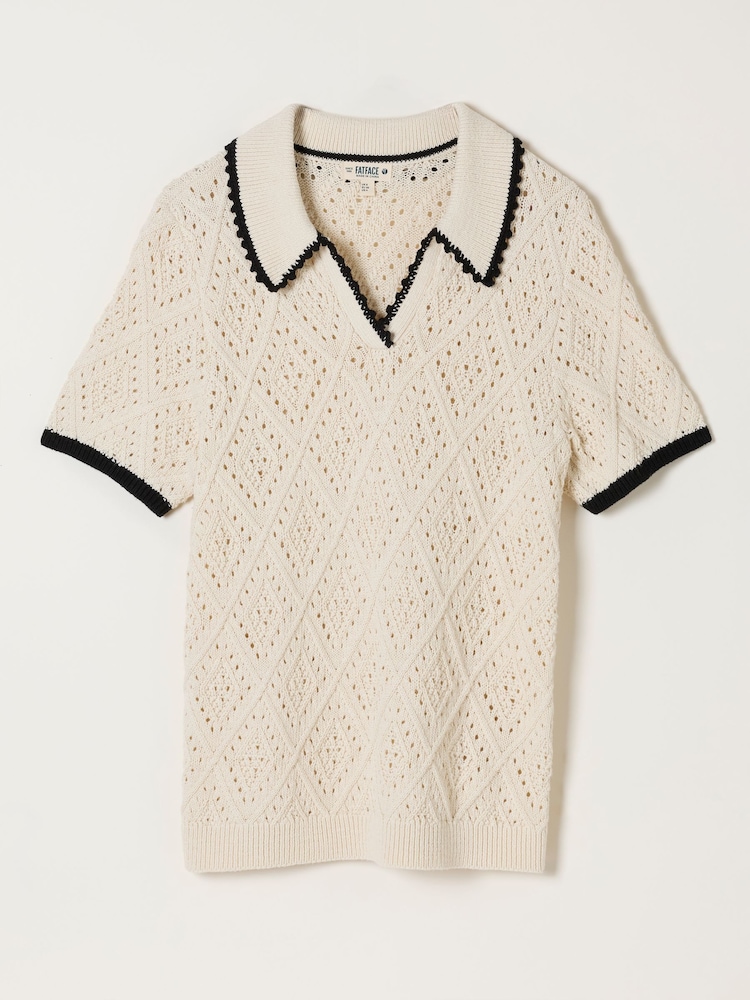 FatFace Madison Ivory Tipped Knitted Polo - Image 1 of 1