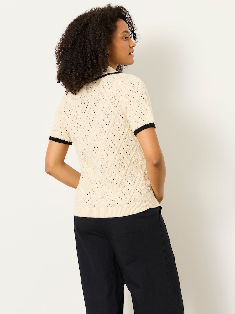 FatFace Madison Ivory Tipped Knitted Polo - Image 2 of 5