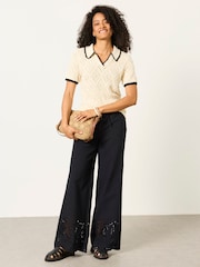 FatFace Madison Ivory Tipped Knitted Polo - Image 3 of 5