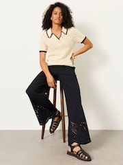 FatFace Madison Ivory Tipped Knitted Polo - Image 5 of 5