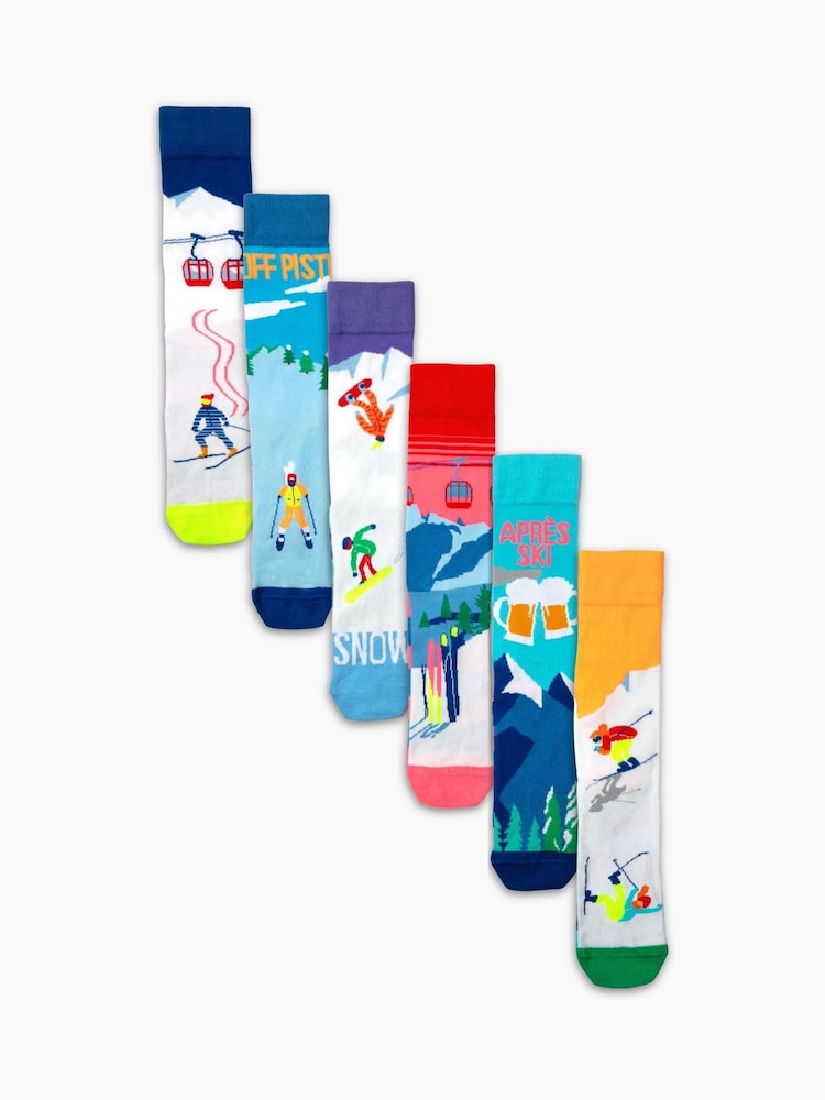 United Odd Socks Blue Mens Ski Socks 6 Packs - Image 2 of 4