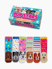 United Odd Socks Blue Pup Stars Girls Socks 6 pack - Image 1 of 4