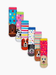 United Odd Socks Blue Pup Stars Girls Socks 6 pack - Image 2 of 4