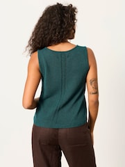 FatFace Bree Teal Blue Knitted Tank Top - Image 2 of 6