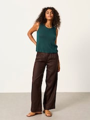 FatFace Bree Teal Blue Knitted Tank Top - Image 5 of 6