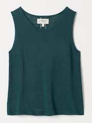 FatFace Bree Teal Blue Knitted Tank Top - Image 6 of 6