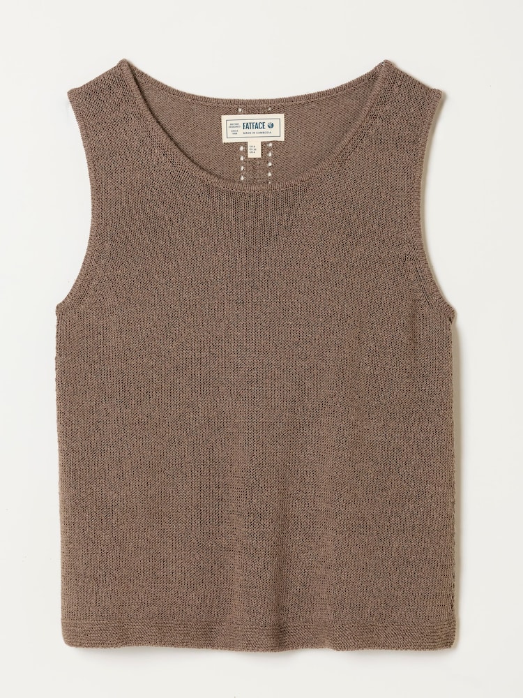 FatFace Bree Brown Knitted Tank Top - Image 1 of 1