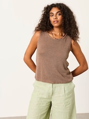 FatFace Bree Brown Knitted Tank Top - Image 2 of 2