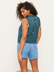 FatFace Michelle Teal Blue Knitted Tank - Image 2 of 6
