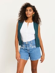 FatFace Michelle Teal Blue Knitted Tank - Image 3 of 6