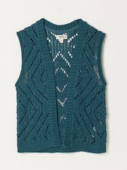 FatFace Michelle Teal Blue Knitted Tank - Image 6 of 6