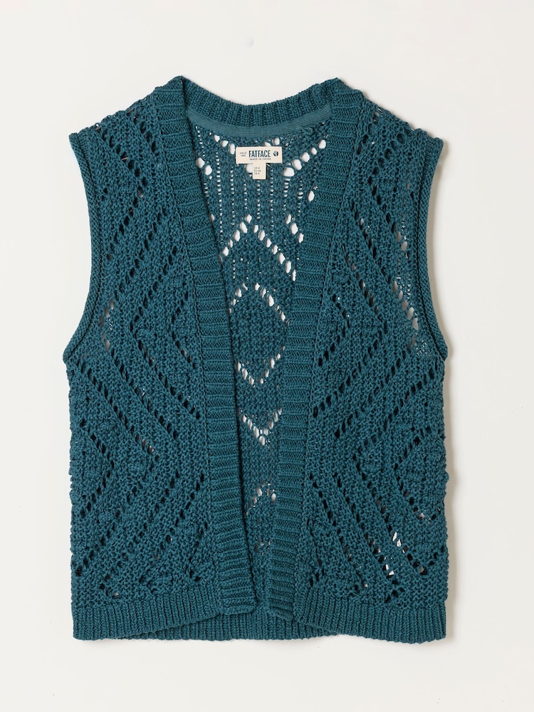 FatFace Michelle Teal Blue Knitted Tank - Image 6 of 6