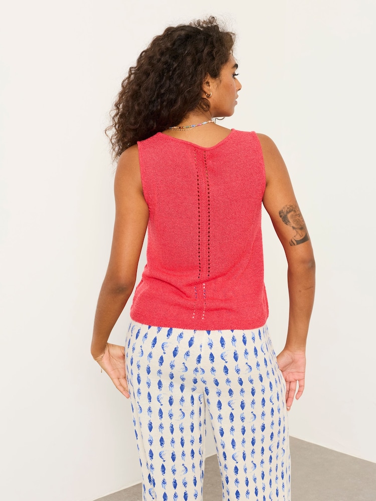 FatFace Bree Red Knitted Tank Top - Image 2 of 6