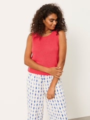 FatFace Bree Red Knitted Tank Top - Image 3 of 6