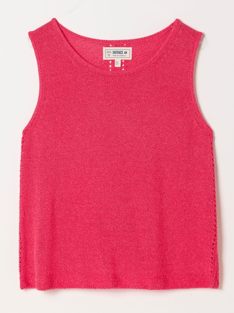 FatFace Bree Red Knitted Tank Top - Image 6 of 6