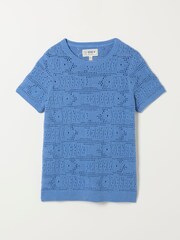 FatFace Mid Blue Sardine Knitted Pattern Top - Image 1 of 1