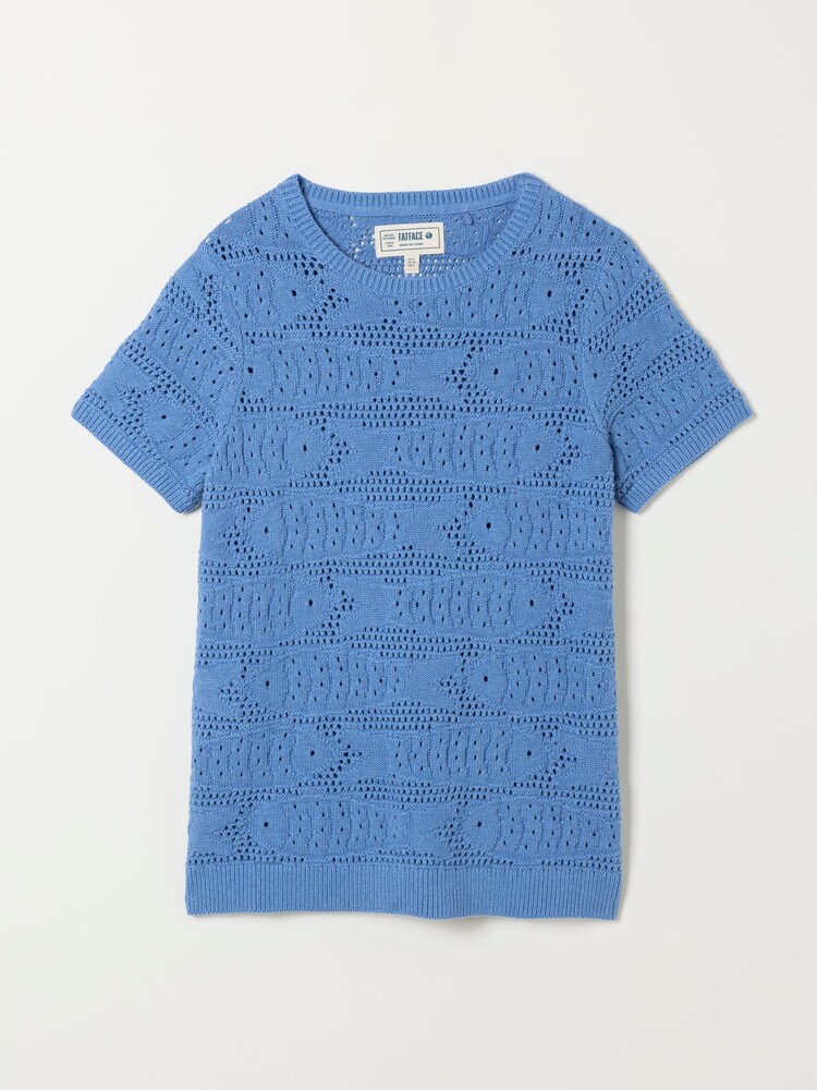 FatFace Mid Blue Sardine Knitted Pattern Top - Image 1 of 1
