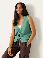 Grün - FatFace Fia Tie Front Knitted Vest - Bild 4 von 5