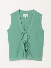 Grün - FatFace Fia Tie Front Knitted Vest - Bild 5 von 5