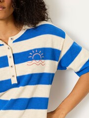 FatFace Abigail Cobalt Blue Stripe Knitted Top - Image 3 of 5