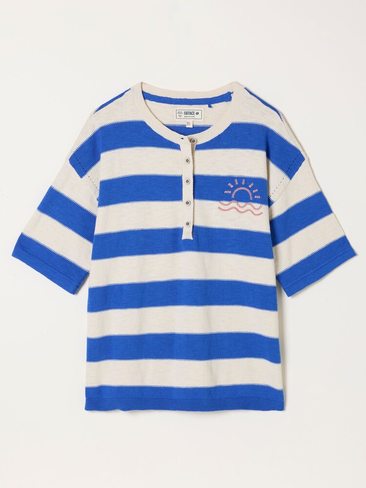 FatFace Abigail Cobalt Blue Stripe Knitted Top - Image 5 of 5