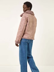 Roman Pink Contrast Aviator Fur Coat - Image 3 of 5