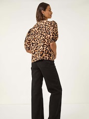 Roman Natural Animal Print Bow Blouse - Image 3 of 5