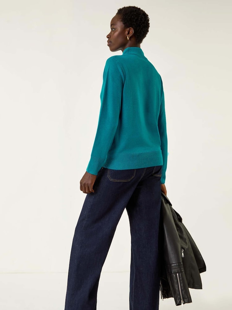 Roman Blue Cable Knit Pearl Jumper - Image 2 of 5