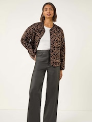 Roman Brown Animal Print Flock Quilted Jacket - Image 3 of 5