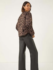 Roman Brown Animal Print Flock Quilted Jacket - Image 4 of 5
