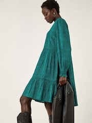 Roman Green Dot Print Buttoned Dress - Image 1 of 5