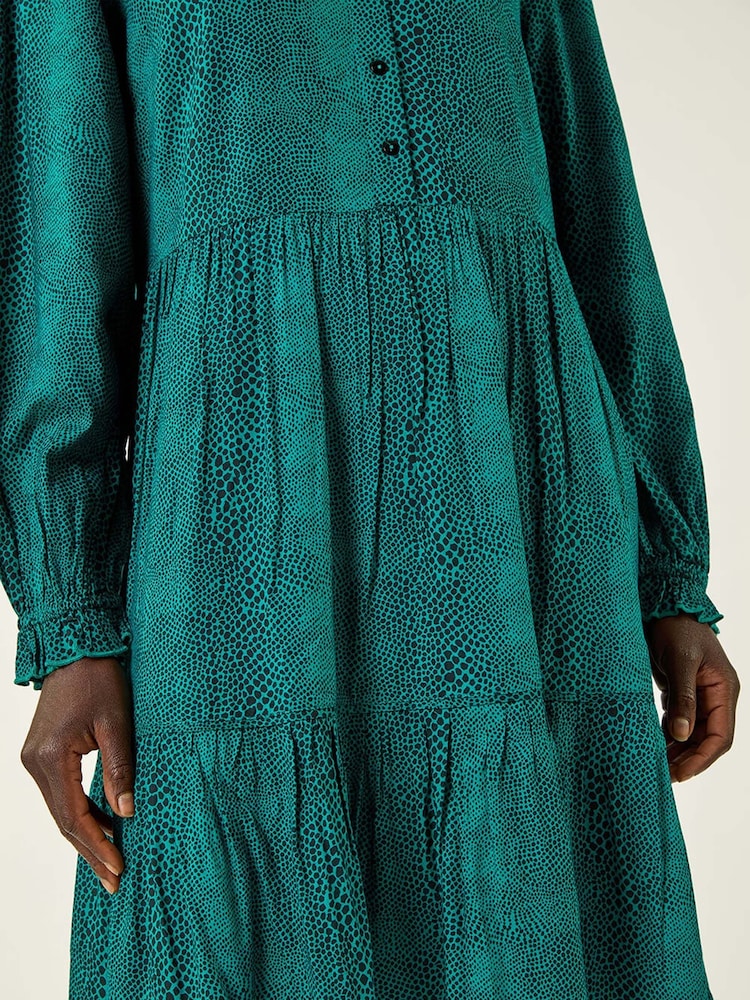 Roman Green Dot Print Buttoned Dress - Image 5 of 5 Roman Green Dot Print Buttoned Dress - Image 5 of 5