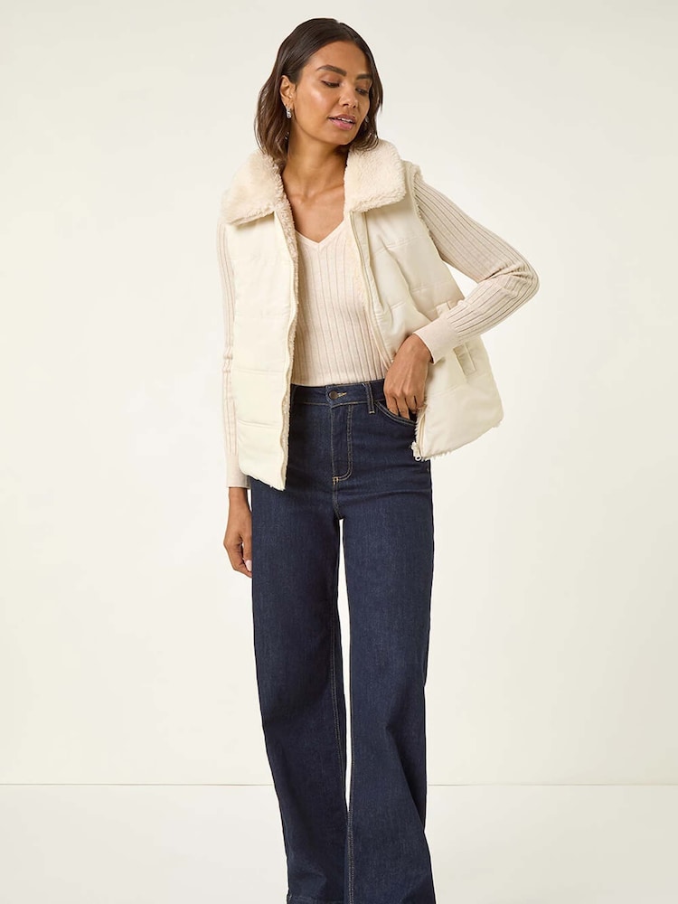 Roman White Reversible Fur Zip Gilet - Image 1 of 5 Roman White Reversible Fur Zip Gilet - Image 1 of 5