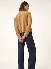 Roman Natural Suedette Button Jacket - Image 3 of 5