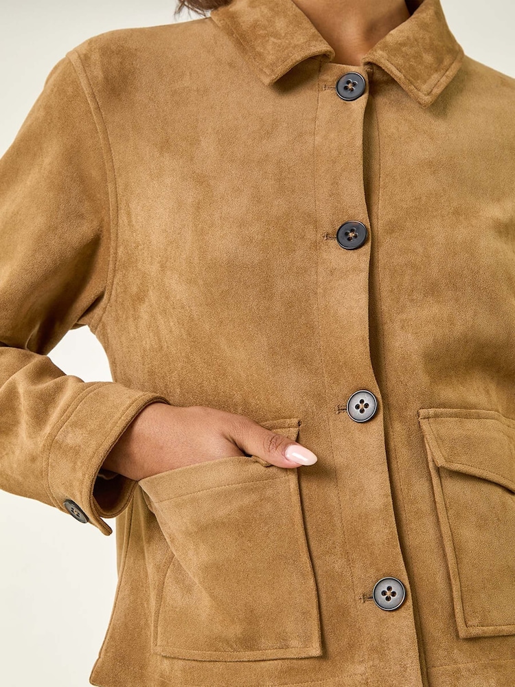 Roman Natural Suedette Button Jacket - Image 6 of 6 Roman Natural Suedette Button Jacket - Image 6 of 6