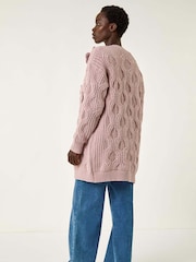 Roman Pink Bow Embellished Knit Cardigan - Image 3 of 5