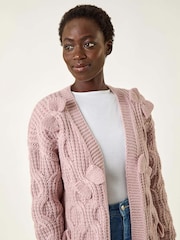 Roman Pink Bow Embellished Knit Cardigan - Image 4 of 5