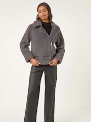 Cinza - Roman Borg Detail Aviator Jacket - Imagem 1 de 5
